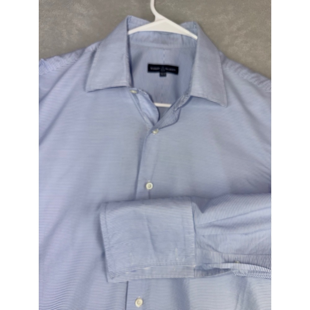 Robert Talbott Mens 15.5X35 Blue White Micro Stripe French Cuff Dress Shirt